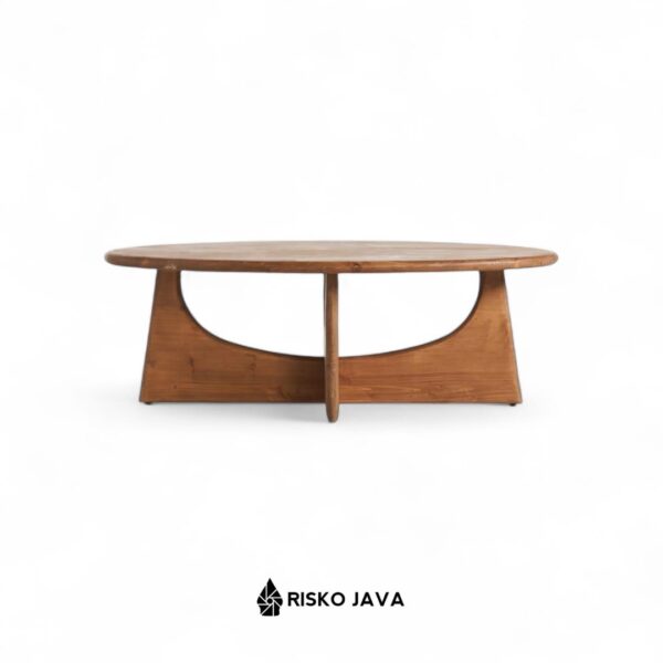 BARRETT - Meja Ruang Tamu / Meja Kayu Jati Oval / Coffe Table Minimalis