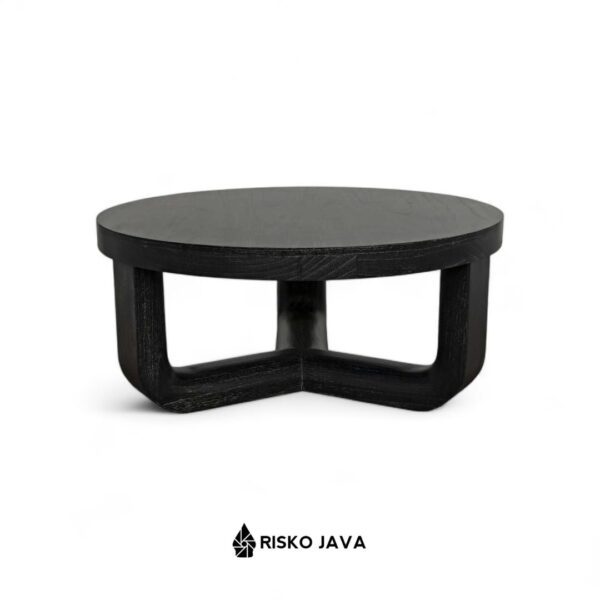 SARCEVIC - Meja Ruang Tamu Minimalis / Meja Kayu Jati Bulat / Coffe Table Natural Black