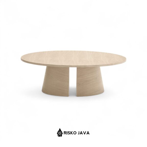 AMOS - Meja Ruang Tamu / Meja Kayu Jati Bulat / Coffee Table Minimalis