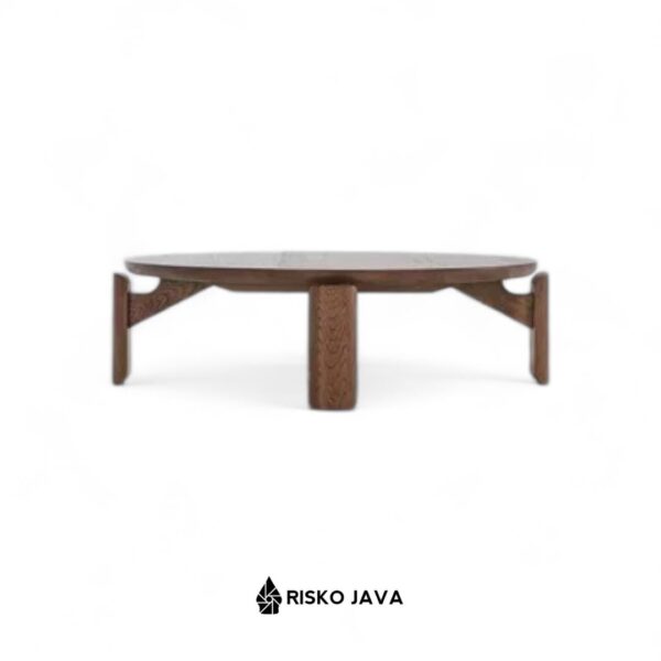 MAHER - Meja Ruang Tamu / Meja Bulat Kayu Jati / Coffe Table Minimalis