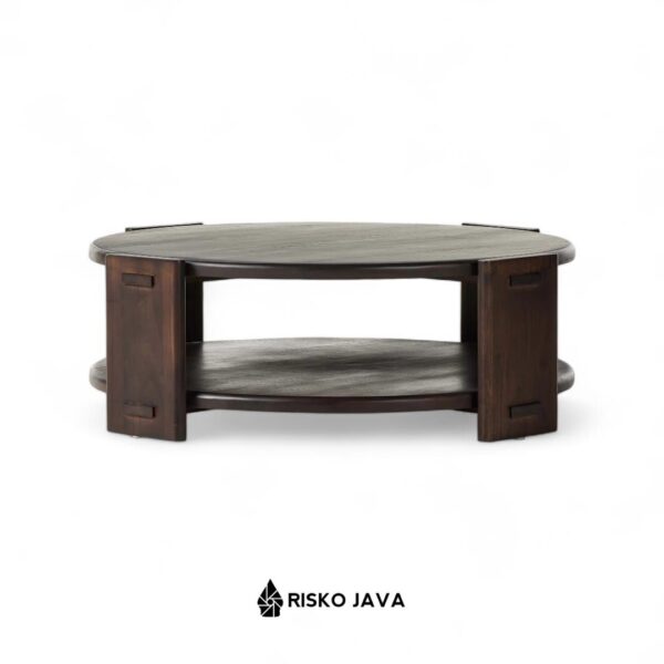 GILLIEAD - Meja Ruang Tamu Bulat / Meja Kayu Jati Ruang Penyimpanan / Coffe Table Minimalis