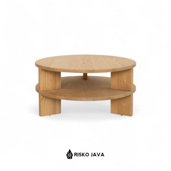 DONERVON - Meja Ruang Tamu Bulat / Meja Kayu Jati Ruang Penyimpanan / Coffe Table Minimalis