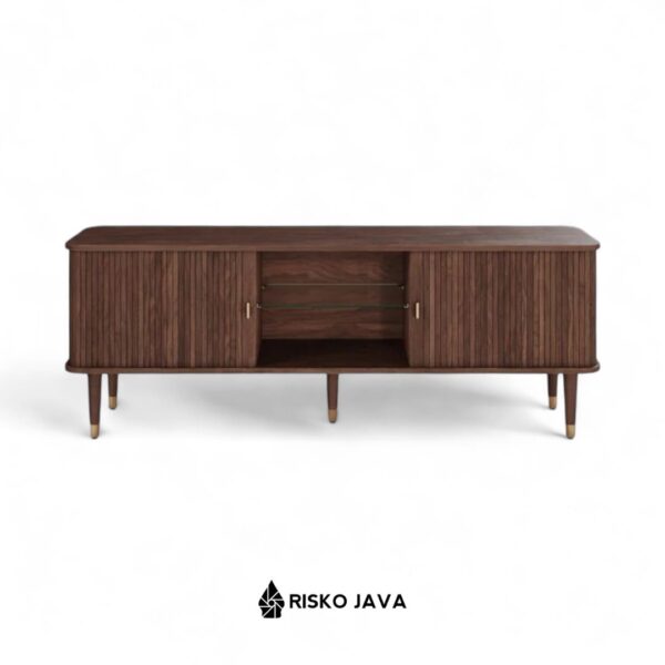 TORSIELLO - Meja Tv Kayu Jati / Cabinet Tv Ruang penyimpanan / Bufet Tv Salur Pintu Sliding