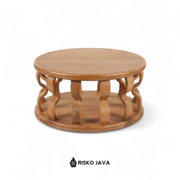 STANLEY - Meja Ruang Tamu / Meja Kayu Jati Bulat / Coffe Table Minimalis