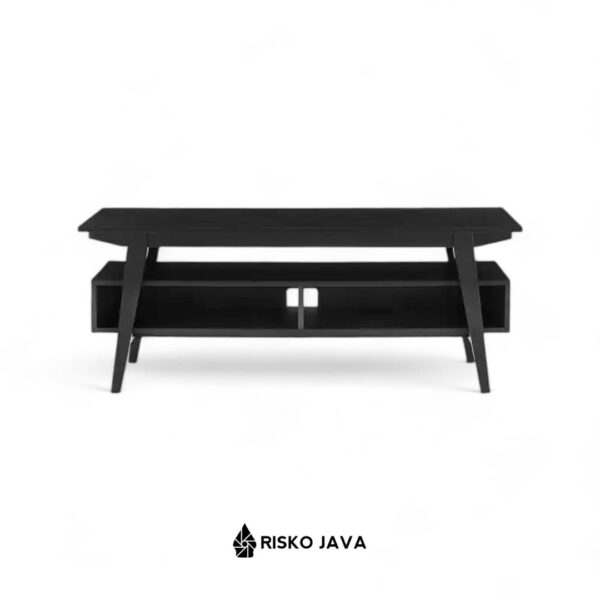 HEYER - Meja Tv Kayu Jati / Rak Tv Minimalis Ruang Penyimpanan / Cabinet Tv Natural Black