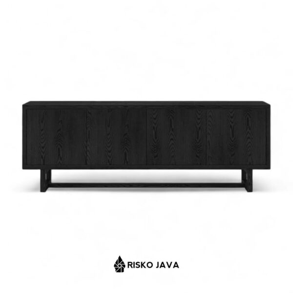 VUKOTIC - Meja Tv Ruang Penyimpanan Minimalis / Cabinet Tv Kayu Jati / Bufet Tv Natural Black