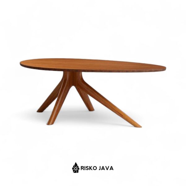 MORRIS - Meja Ruang Tamu / Meja Kayu Jati Oval / Coffe Table Minimalis