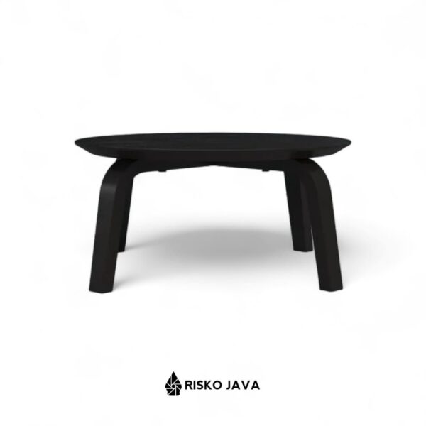MASTERSON - Meja Ruang Tamu Minimalis / Meja Kayu Jati Bulat / Coffe Table Natural Black