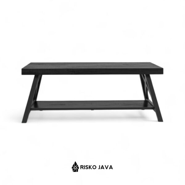 HAWKINS - Meja Ruang Tamu / Meja Kayu Jati Minimalis / Coffe Table Natural Black