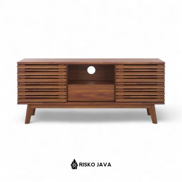 MARSEILER - Meja Tv Kayu Jati / Cabinet Tv Pintu Sliding Minimalis / Bufet Tv Laci Penyimpanan