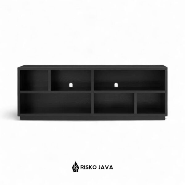 LEVENTE - Meja Tv Kayu Jati / Cabinet Tv Ruang Penyimpanan / Rak Tv Natural Black