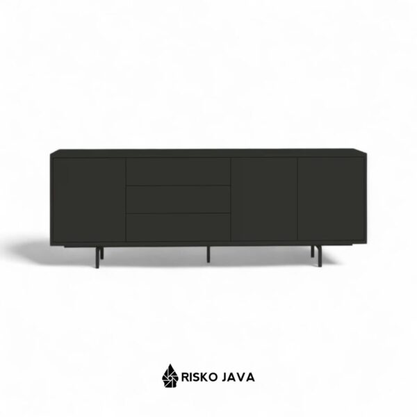 CASALI - Meja Tv Kayu Jati / Cabinet Tv Ruang Penyimpanan / Rak Tv Minimalis Natural Black