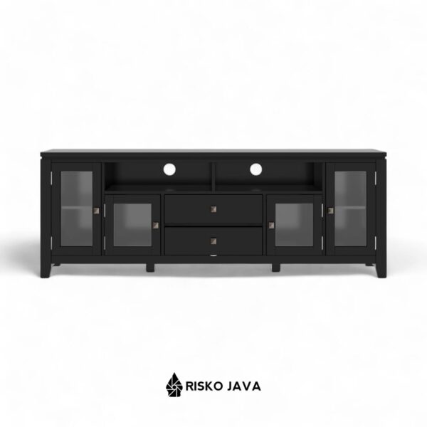 EHLERS - Meja Tv Kayu Jati / Cabinet Tv Minimalis Pintu Kaca / Rak Tv Ruang Penyimpanan