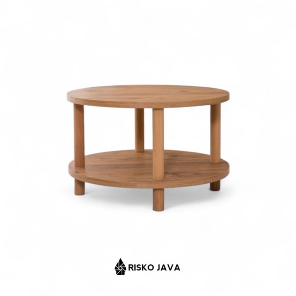 OISIN - Meja Ruang Tamu / Meja Bulat Kayu Jati / Coffee Table Minimalis Retro