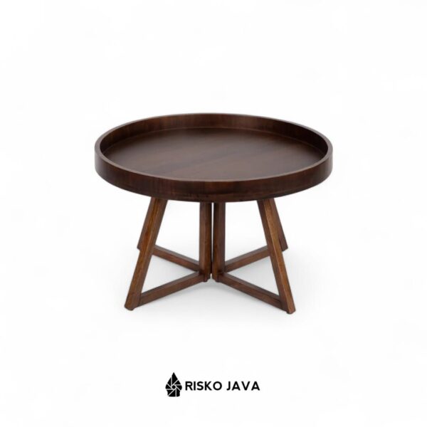 SLEW - Meja Ruang Tamu / Meja Bulat Kayu Jati / Coffee Table Minimalis