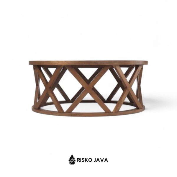 TAYLOR - Meja Ruang Tamu / Meja Kayu Jati Bulat / Coffe Table Minimalis
