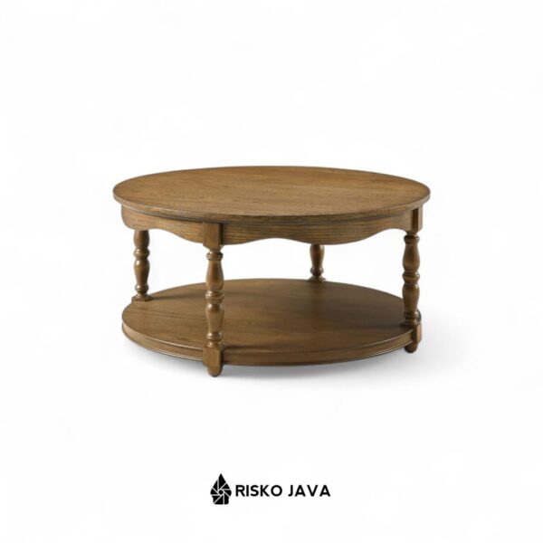 SONGO - Meja Bulat Ruang Tamu / Meja Tamu Kayu Jati / Coffee Table Minimalis
