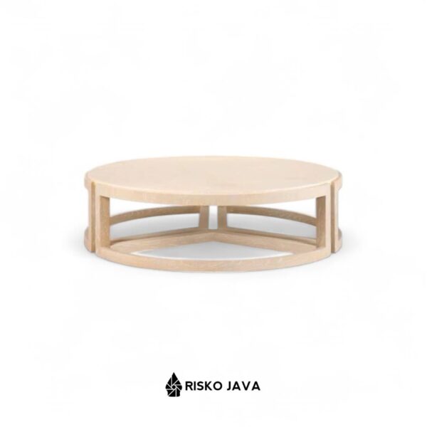 MAZEED - Meja Ruang Tamu / Meja Bulat Kayu Jati / Coffe Table Minimalis