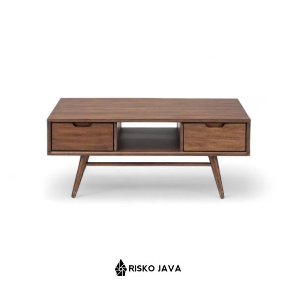 ELLIOTT - Meja Ruang Tamu / Meja Kayu Jati Laci Penyimpanan / Coffe Table Minimalis Retro