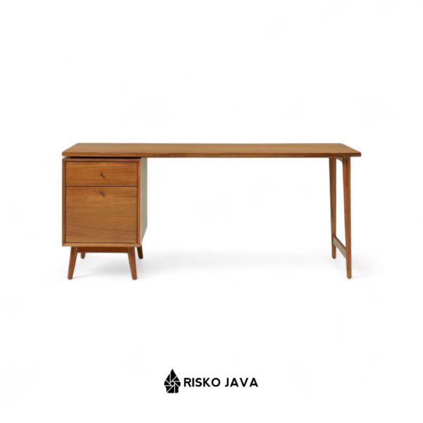 BROWNE - Meja Belajar Kayu Jati / Meja Kantor Minimalis / Meja Laci Penyimpanan