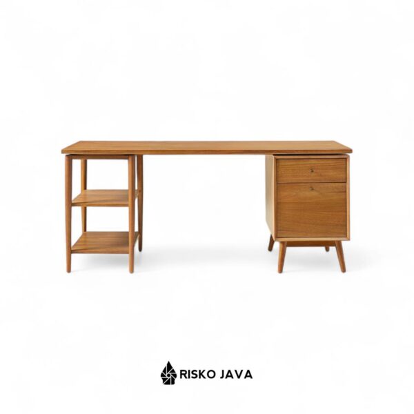 ADIL - Meja Belajar Kayu Jati / Meja Kerja Minimalis / Meja Ruang Penyimpanan