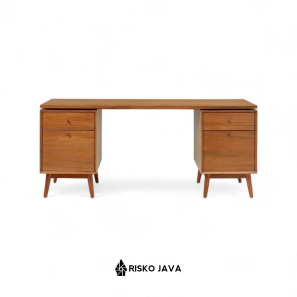 NOUKEU - Meja Belajar Kayu Jati / Meja Kerja Minimalis / Meja Laci Penyimpanan