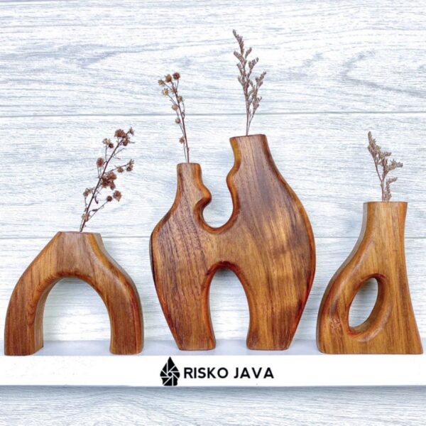 KADITA - Vas Bunga Kayu Jati Minimalis / Hiasan Dekorasi Rumah