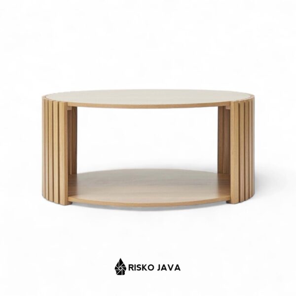 DAHNE - Meja Ruang Tamu Bulat / Coffe Table Minimalis Modern / Meja Kayu Jati
