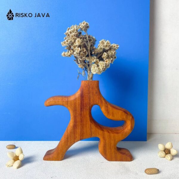 DANASTRI - Vas Bunga Kayu Mahoni Minimalis / Hiasan Meja Unik