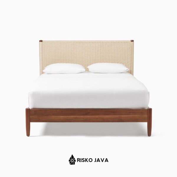 AXEL - Dipan Tempat Tidur / Dipan Kayu Jati Kombinasi Anyaman Tali Loom / Dipan Kayu Jati Minimalis
