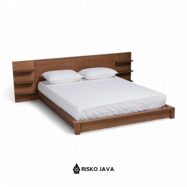 BARRY - Dipan Kayu Jati / Dipan Tempat Tidur Sandaran Multifungsi Minimalis / Rangka Dipan Tempat Tidur