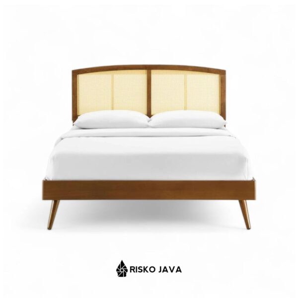CHRIS - Dipan kayu Jati / Rangka Dipan Tempat Tidur Minimalis Kombinasi Rotan / Dipan Tempat Tidur