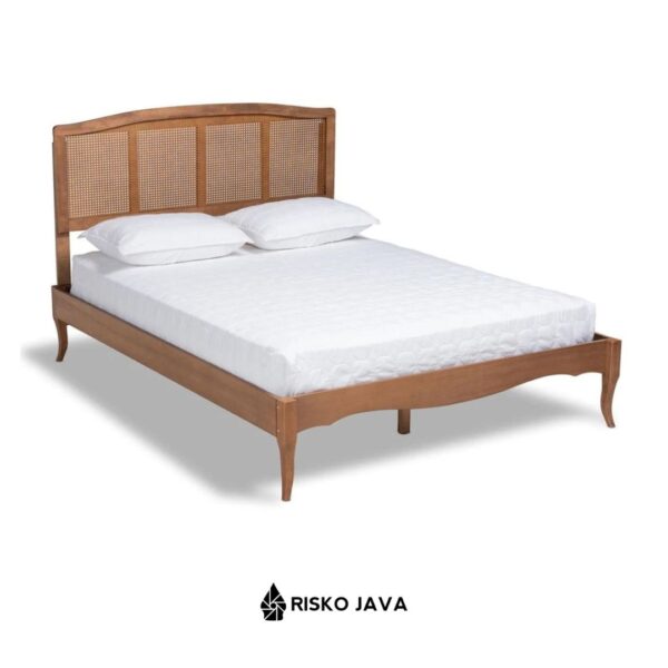 CRAIG - Dipan Kayu Jati / Dipan Minimalis Kombinasi Rotan / Dipan Tempat Tidur