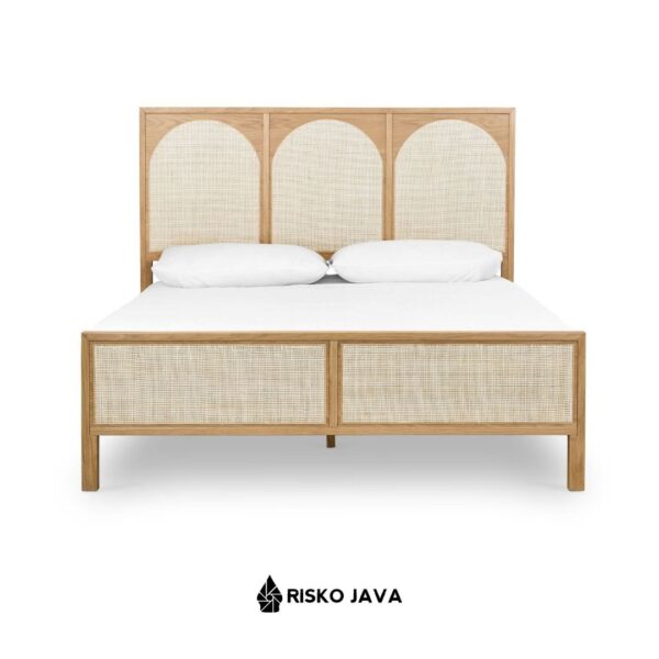 AZIEL - Dipan Kayu Jati / Rangka Dipan Kayu Minimalis Kombinasi Rotan / Rangka Dipan Tempat Tidur