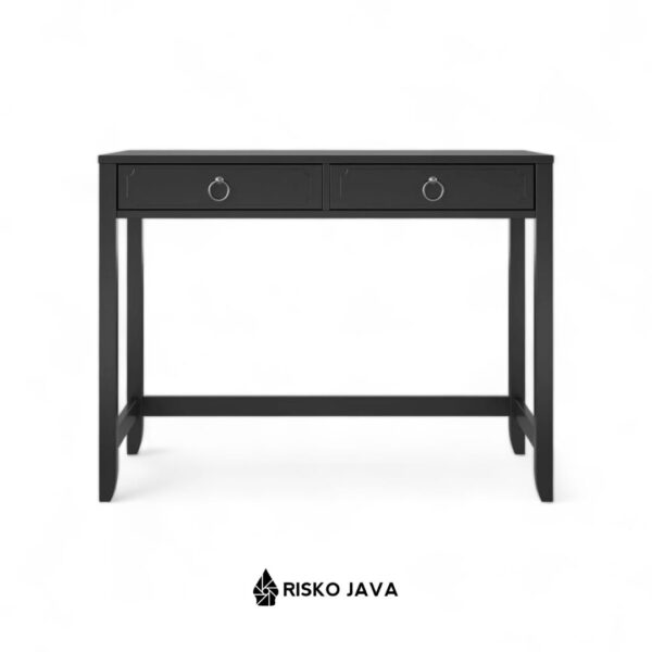 TANGUY - Meja Belajar Kayu Jati Natural Black / Meja Komputer Minimalis / Meja Kerja Laci Penyimpanan