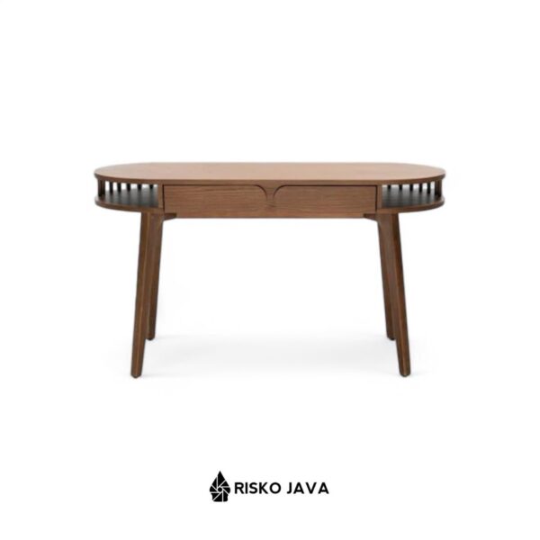 EIJMA - Meja Belajar Sudut Lengkung / Meja Laci Kayu Jati / Meja Kerja Minimalis