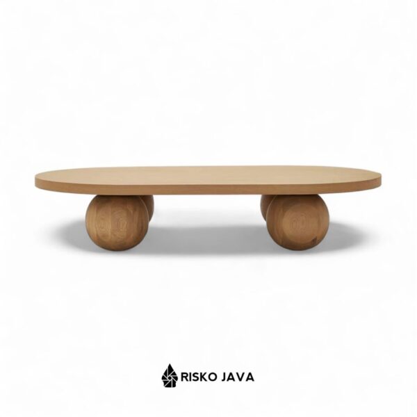 BEKEL - Meja Ruang Tamu / Coffe Table Minimalis / Meja Kayu Jati Kaki Bulat
