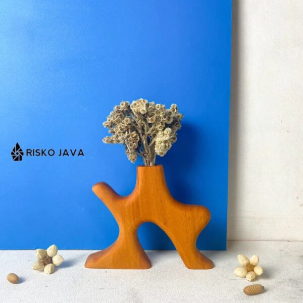 DJANI - Vas Bunga Kayu Mahoni Minimalis / Hiasan Dekorasi Unik