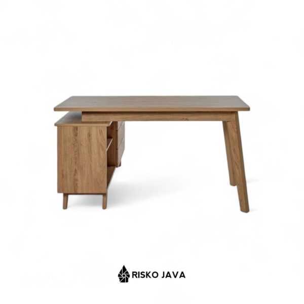 DEVANTE - Meja Belajar + Cabinet Kayu Jati / Meja Kerja Minimalis / Meja Sudut Ruang Penyimpanan