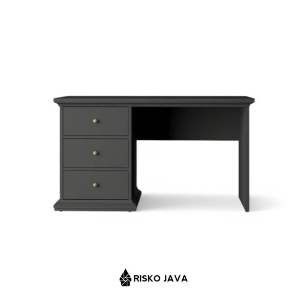 MEISSEN - Meja Belajar Kayu Jati / Meja Laci Penyimpanan / Meja Minimalis Natural Black