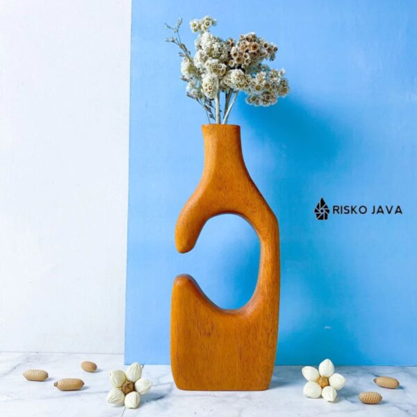 AURELIA - Vas Bunga Kayu Mahoni / Hiasan Dekorasi Meja