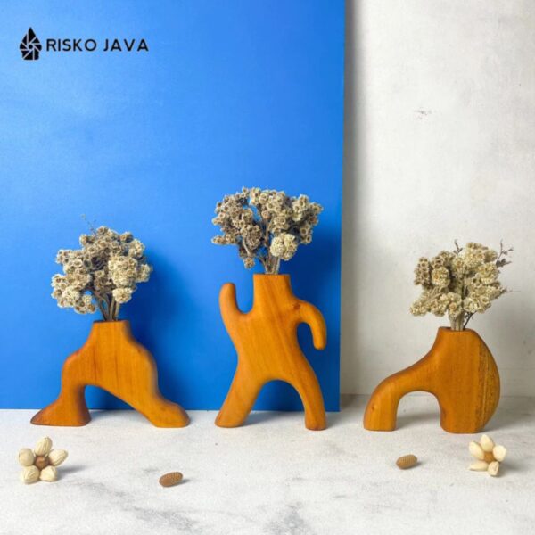 DIERJA - Vas Bunga Nordic Kayu Mahoni / Dekorasi Meja Minimalis