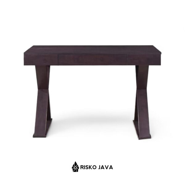 ISAAC - Meja Belajar Laci Kayu Jati / Meja Kerja Natural Black / Meja Kantor Minimalis Modern
