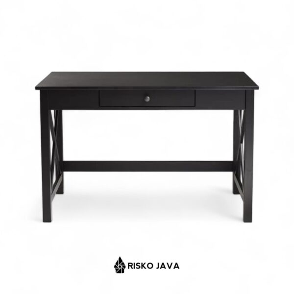 NESYRI - Meja Kerja Natural black / Meja Belajar Minimalis / Meja Kayu Jati Laci Penyimpanan