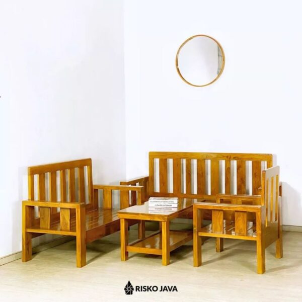 DJENE - Set Kursi Tamu Kayu Jati / Set Kursi Tamu Minimalis / Set Kursi Tamu Dudukan 3 2 1 + Meja