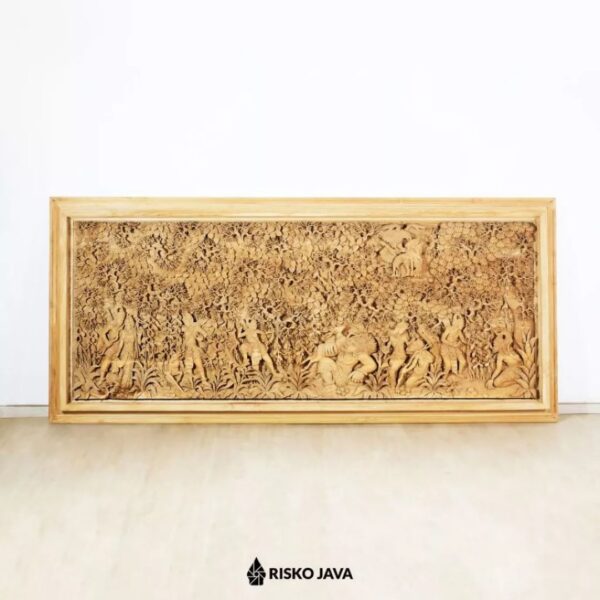 GASTON - Relief Ukiran Kayu Jati / Relief Hiasan Dinding / Relief Motif Ramayana