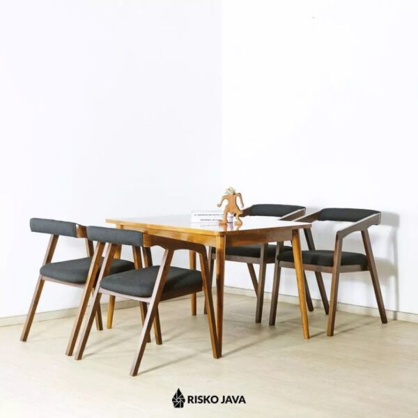 FUZATO - Set Kursi Makan Kayu Jati / Kursi Selly Dudukan Jok / Kursi Makan Minimalis Retro